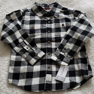 NWT - Carter's Black/Ivory Checked L/S Shirt